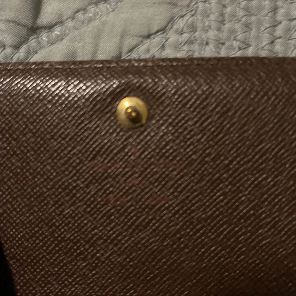 Louis Vuitton Damier Ebene Brown Leather Snap Wallet with Zipper Coin Pouch